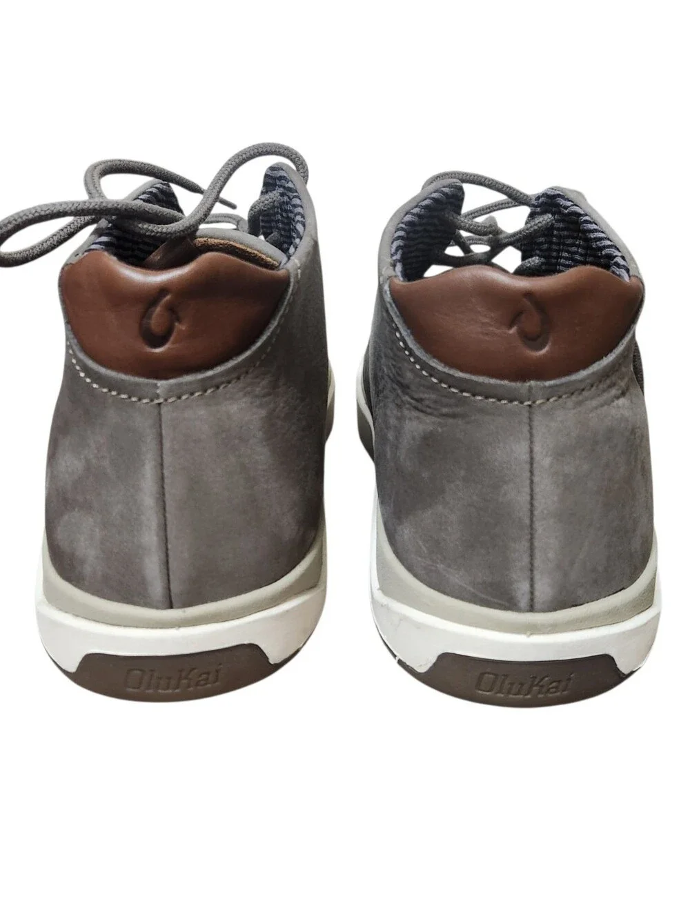 Olukai Papaku Ili Mens Size 12 Gray Leather Chukka Boots 10520-1313 Graphite